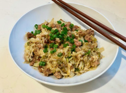 Chorizo and Cabbage Stir-Fried Noodles