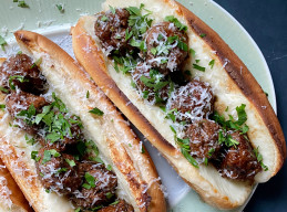 Balsamic-Glazed Turkey Meatball Subs with Provolone