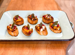 Pumpkin Crostini with Goat Cheese and Balsamic Glaze