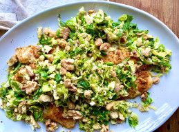 Baked Fish with Shaved Brussels Sprout Salad