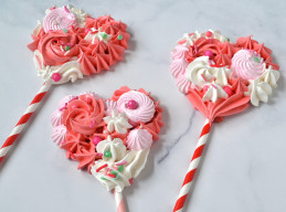 Lollipop Heart Meringues