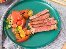 Braai-Rubbed Rib-Eye Steaks with Tomato Salad