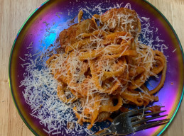 Tagliatelle and 3-Meat Meatballs