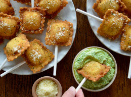Fried Ravioli Pops with Pesto Dip (Sponsored)