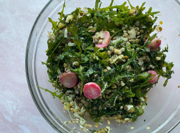 French Lentil Salad with Goat Cheese and Roasted Radishes