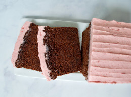 Chocolate Pound Cake with Strawberry Frosting
