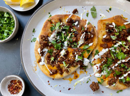 Spiced Beef Flatbreads with Yogurt and Herbs
