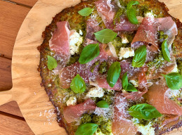 Zucchini-Crust Pizza with Goat Cheese and Prosciutto (Sponsored)