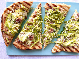 Grilled Spring Pizza with Asparagus, Leeks and Pancetta