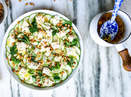 Raw Zucchini Salad with Marinated Feta and Lemon