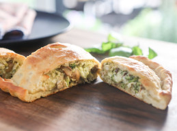 Turkey, Pesto and Veggie Calzones