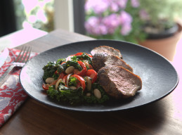 Pork Tenderloin with White Beans and Kale