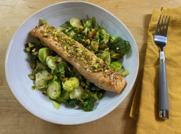 Air Fryer Salmon and Brussels Sprouts for Two