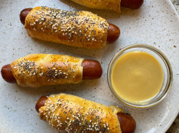 Brats in a Blanket with Beer Mustard