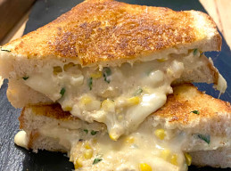 Charred Corn Salad-Stuffed Grilled Cheese Sandwiches