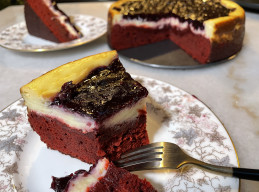 Red, White and Blueberry Layered Cheesecake