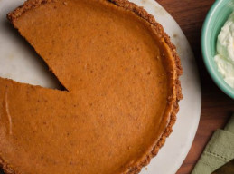 Pumpkin Cheesecake Pie with Graham Cracker and Pecan Crust 