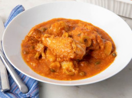 Braised Chicken Legs and Thighs with Tomatoes, Potatoes, Olives and Capers