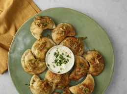Potato and Goat Cheese Pierogi with Caramelized Onions