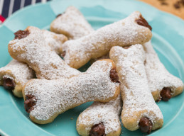 Mexican Wedding Cookie Bones Filled with Mexican Hot Chocolate Ganache