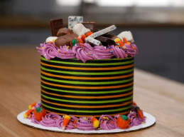 Striped Halloween Candy Cake