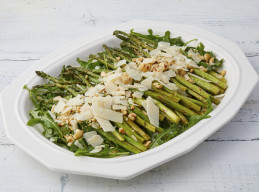 Roasted Asparagus with Lemon, Parmigiano and Hazelnuts 