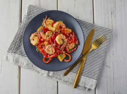 Teriyaki Pineapple Shrimp with Bell Pepper Noodles