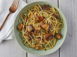 Linguine with Trumpet Mushroom “Scallops”