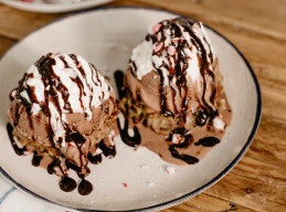Peppermint Latke Ice Cream Sundaes