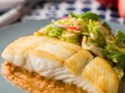 Seared Halibut with Apple Pumpkin Puree