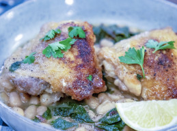 Crispy Chicken Thighs with Cannellini Beans