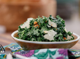 Kale Caesar Salad with Smoked Chickpea Croutons