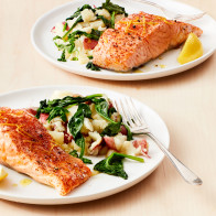 Encore: Instant Pot Salmon with Garlic Potatoes and Greens