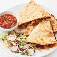 Beef Quesadillas with Broccoli Slaw