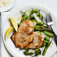 Chicken Cutlets with Blistered Shishito Peppers