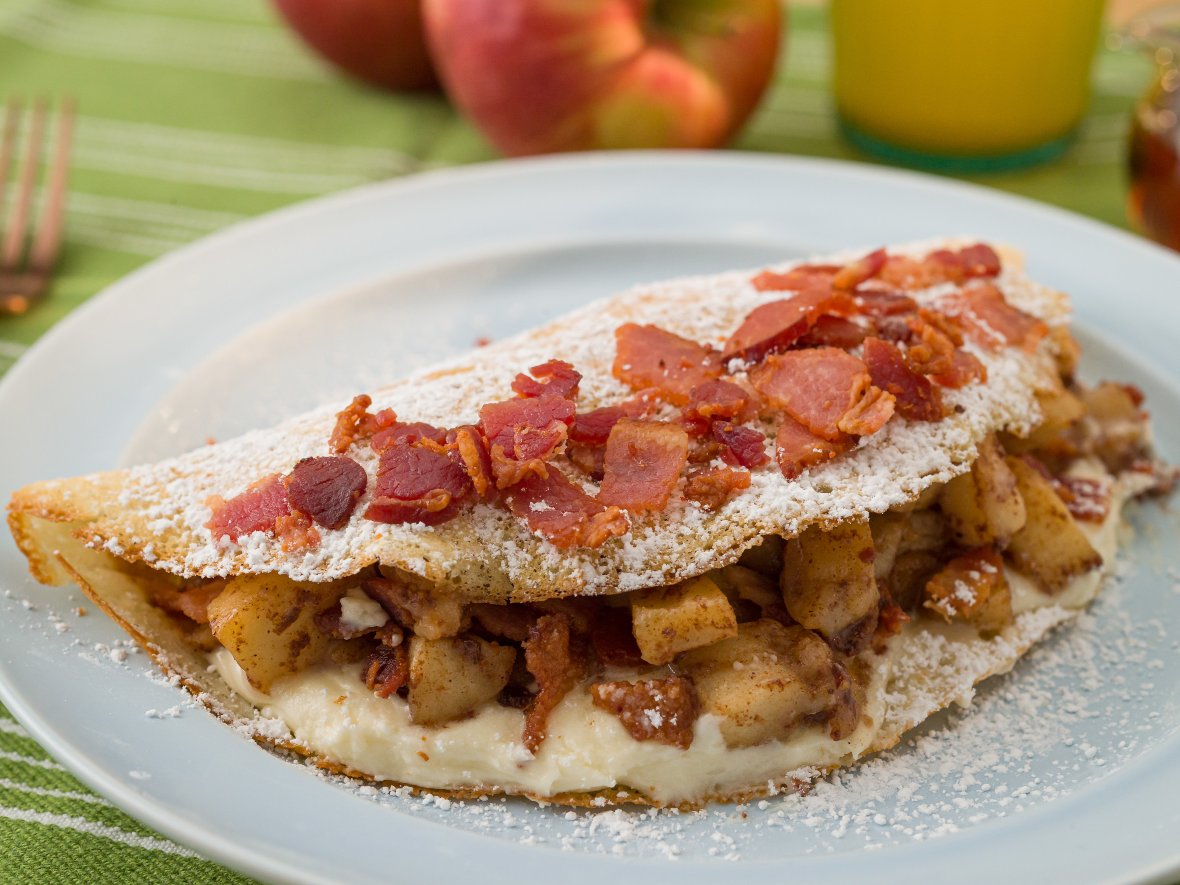 Apple Bacon Crepes With Maple Cream Cheese Frosting Food Network Kitchen