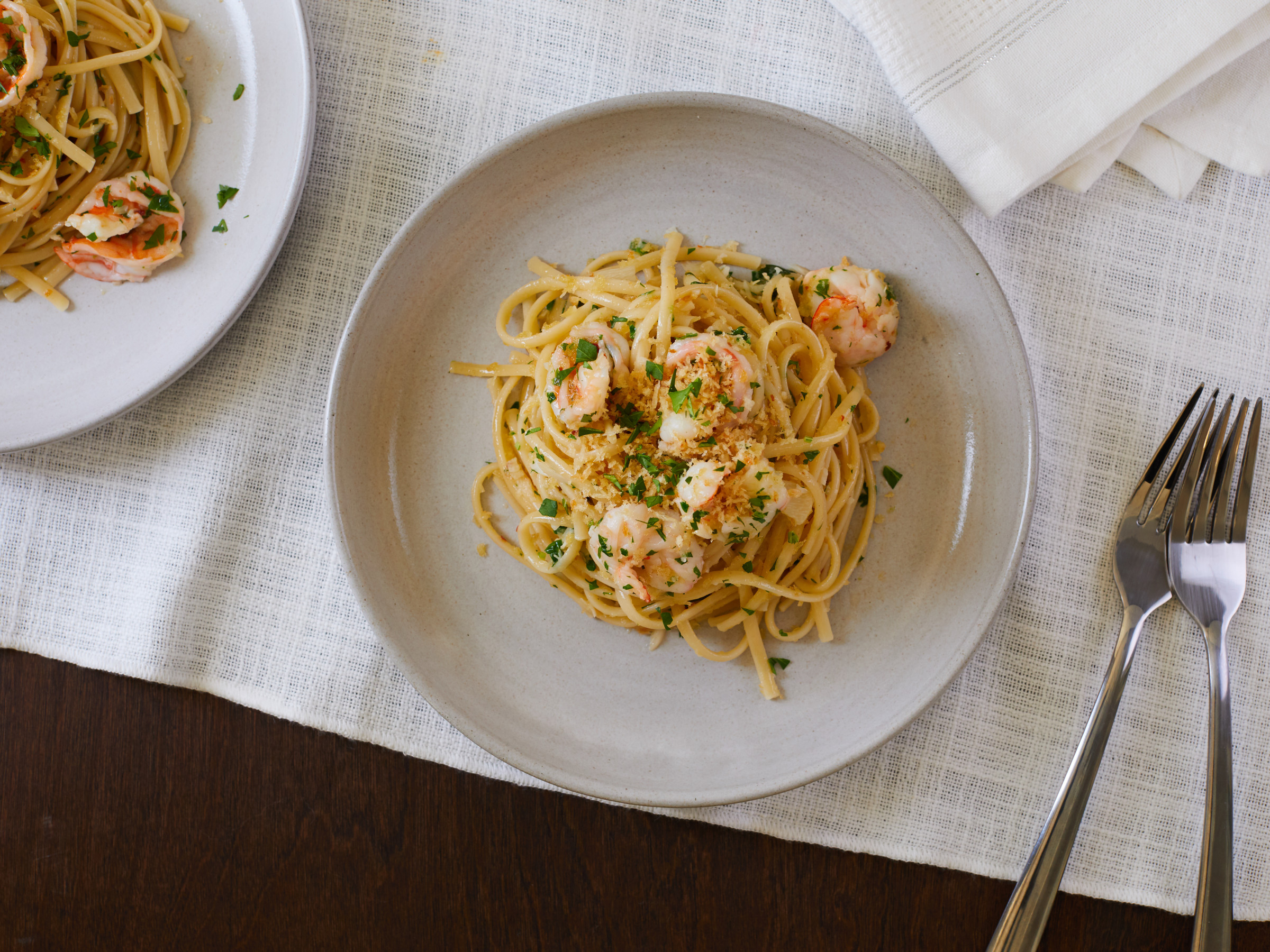 Linguine Aglio E Olio With Shrimp Food Network Kitchen