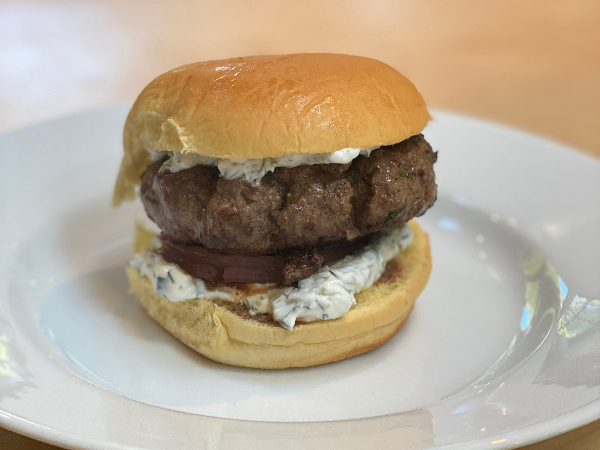 Lamb Burgers With Tzatziki And Grilled Onion Food Network Kitchen