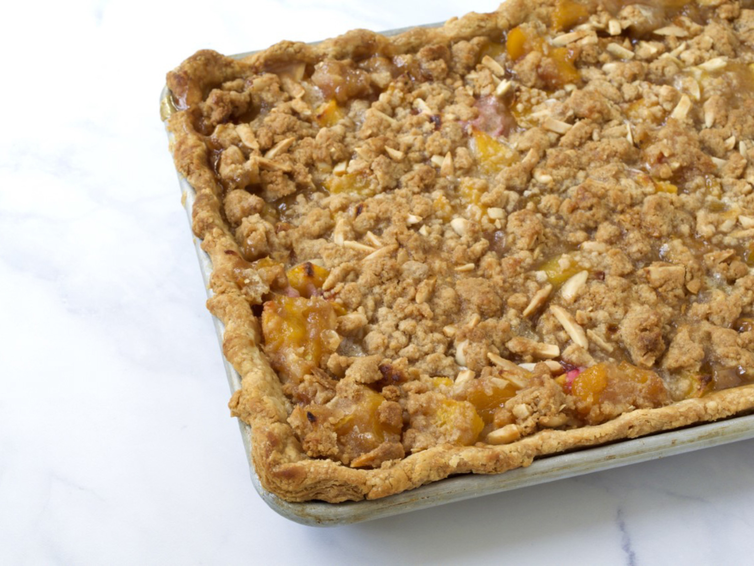 Peach Slab Pie With Almond Crumble