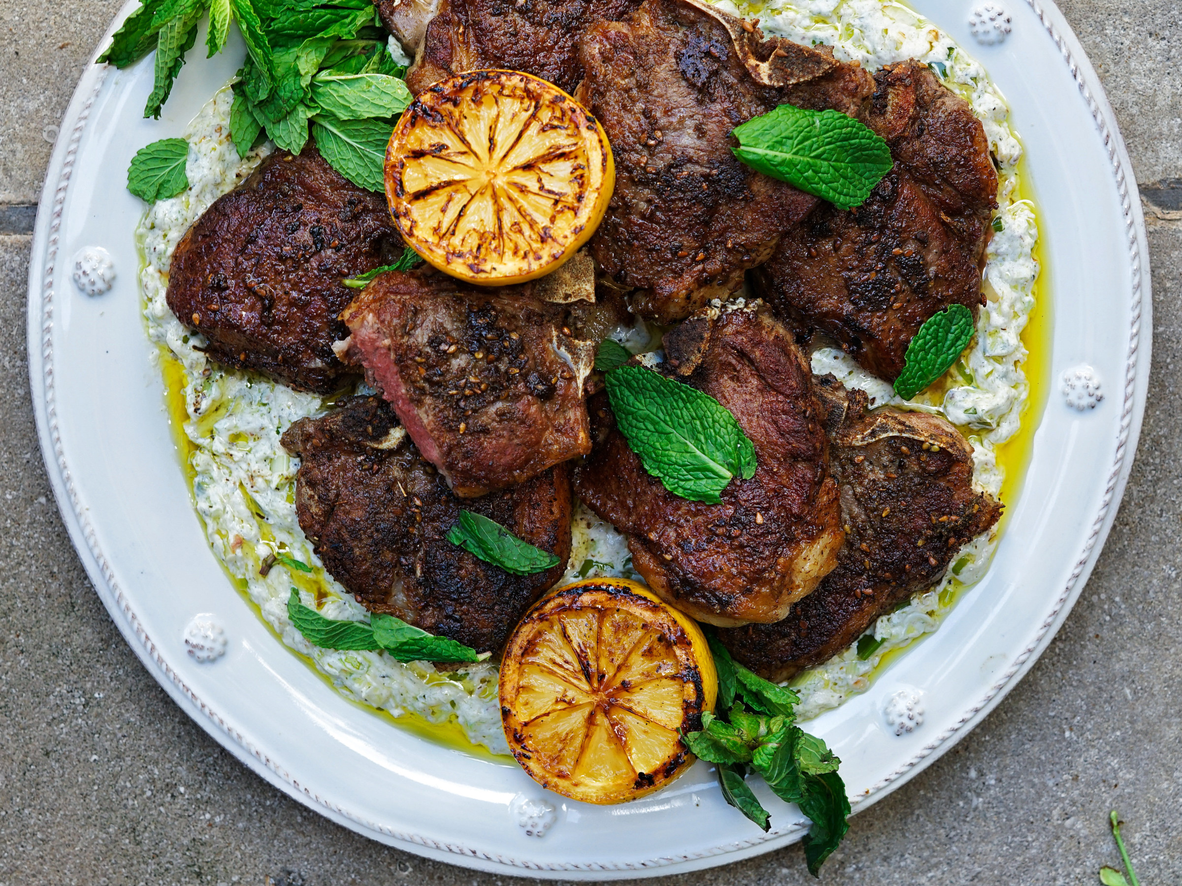 Za'atar-spiced Lamb Chops With Charred Lemon Yogurt