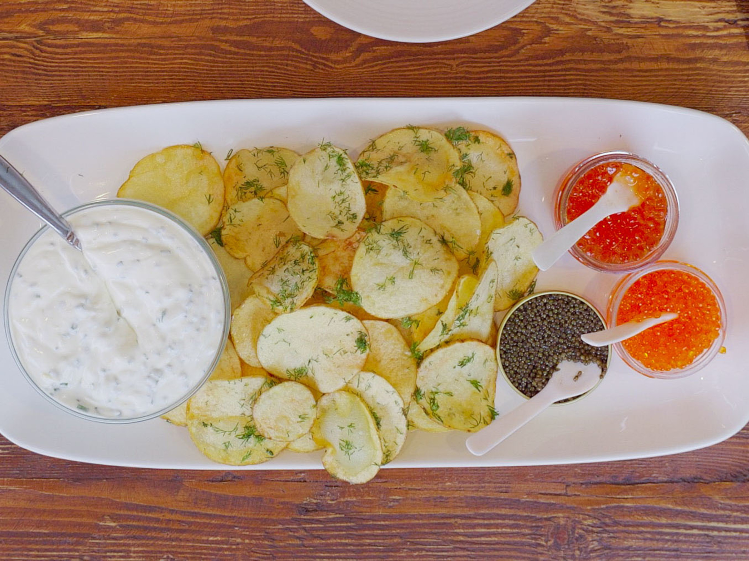 Housemade Potato Chips With Caviar And Lemon Creme Fraiche Food Network Kitchen