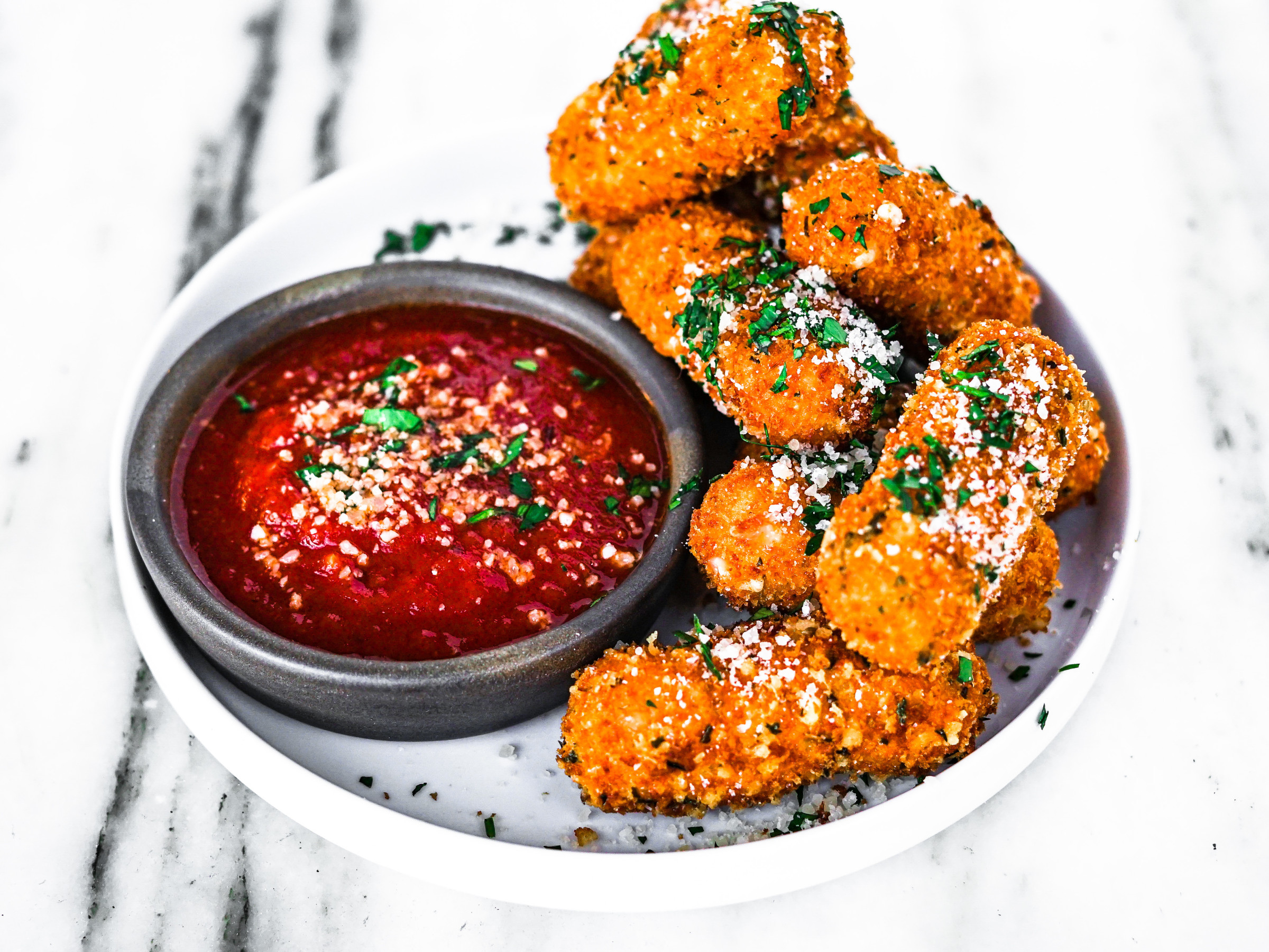 Mini Mozzarella Sticks With Marinara Dipping Sauce Food Network Kitchen